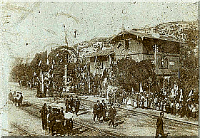 Регион Габровица. Триумфална арка на гара Белово за посрещане на цар Фердинанд след обявяването на Независимостта - 1908 г.