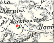 Габровица в  географска карта на Османската империя от 1852 г. (карт. Хайнрих Киперт)